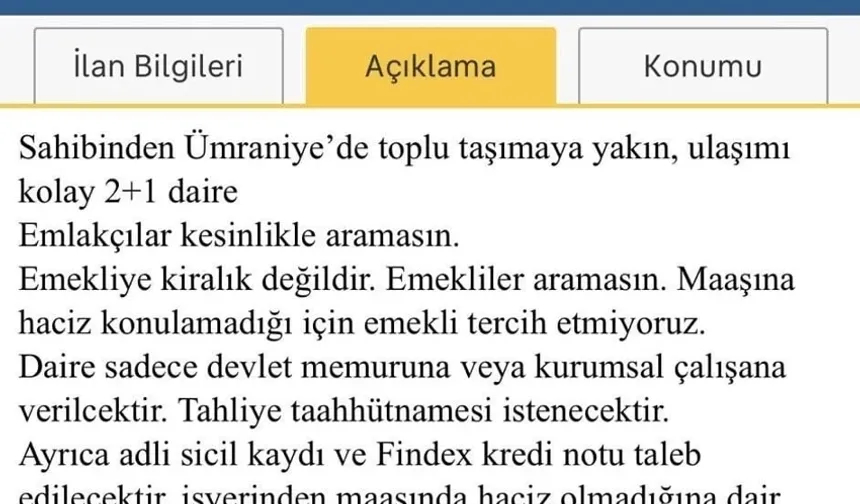Ümraniye’deki İlan Tepki Çekti: Maaşına Haciz Konulamadığı İçin Emekli İstemiyoruz